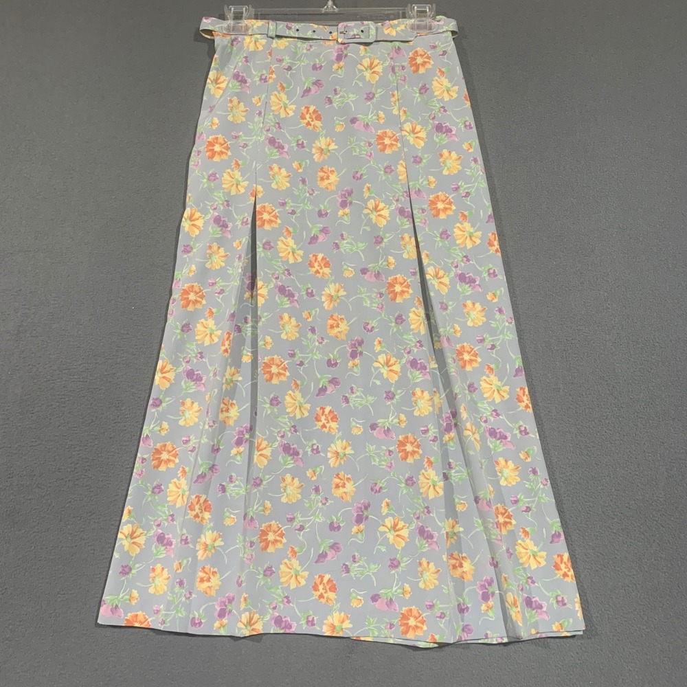 F.T. Studio‎ Vintage 90s Floral Maxi Skirt Spring Belted 10 Garden Cottagecore
